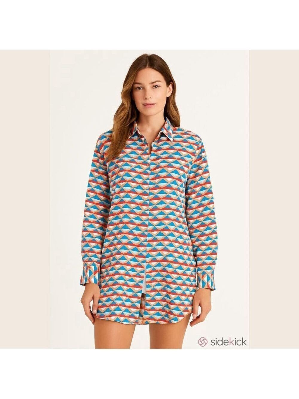 NWT Jimmy Choo Lona Beach Shirt S Geometric Print 100% Cotton Button Down